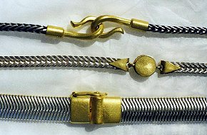 3 goldene Verschlsse fr silberne Ketten